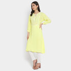 3/4Th Sleeves Straight Kurta, Yellow, small image number null