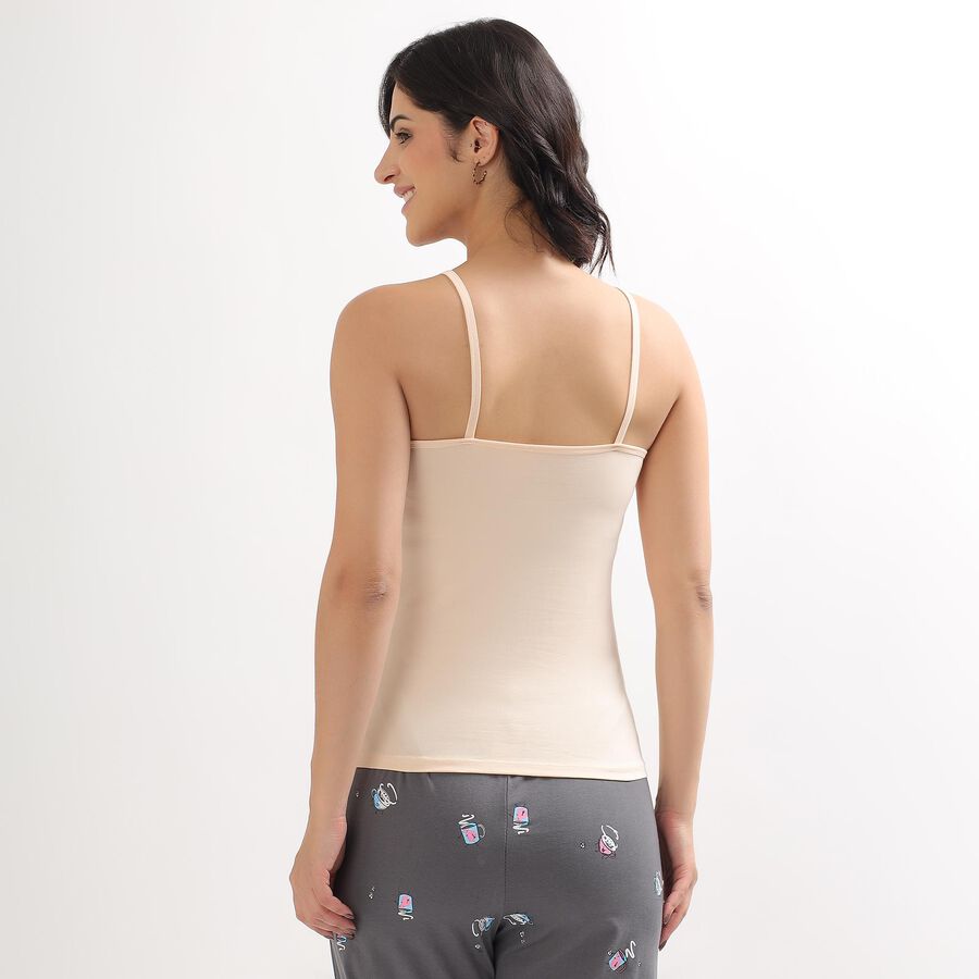 Women's Soft Beige Spaghetti Strap Padded Slip, Beige, large