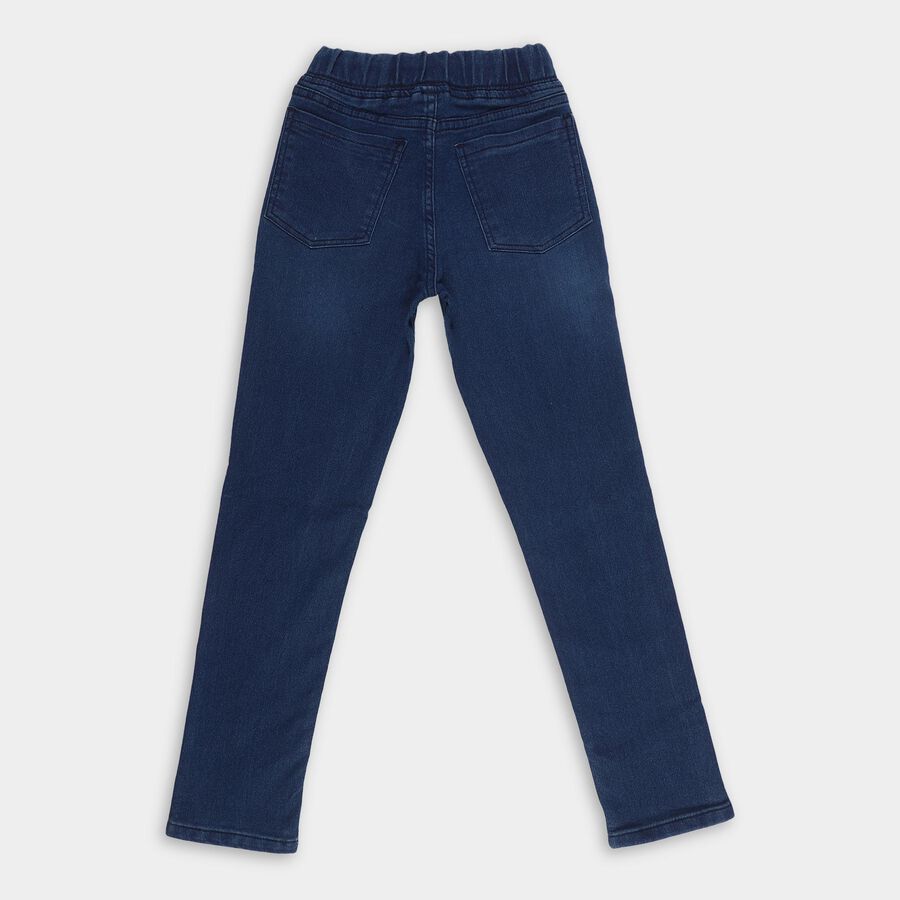 Boys' Deep Indigo Slim Fit Elastic Waist Jeans, Dark Blue, large image number null