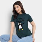 Ladies' Round Neck T-Shirt, गहरा हरा, small image number null