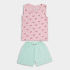 Infants' Light Pink Cotton Sleeveless Top and Mint Green Shorts Set, Light Pink, small image number null