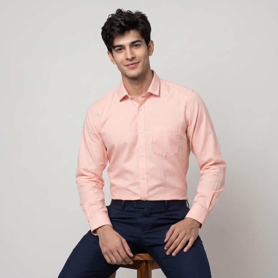 Men Peach Formal Shirt, पीच, large