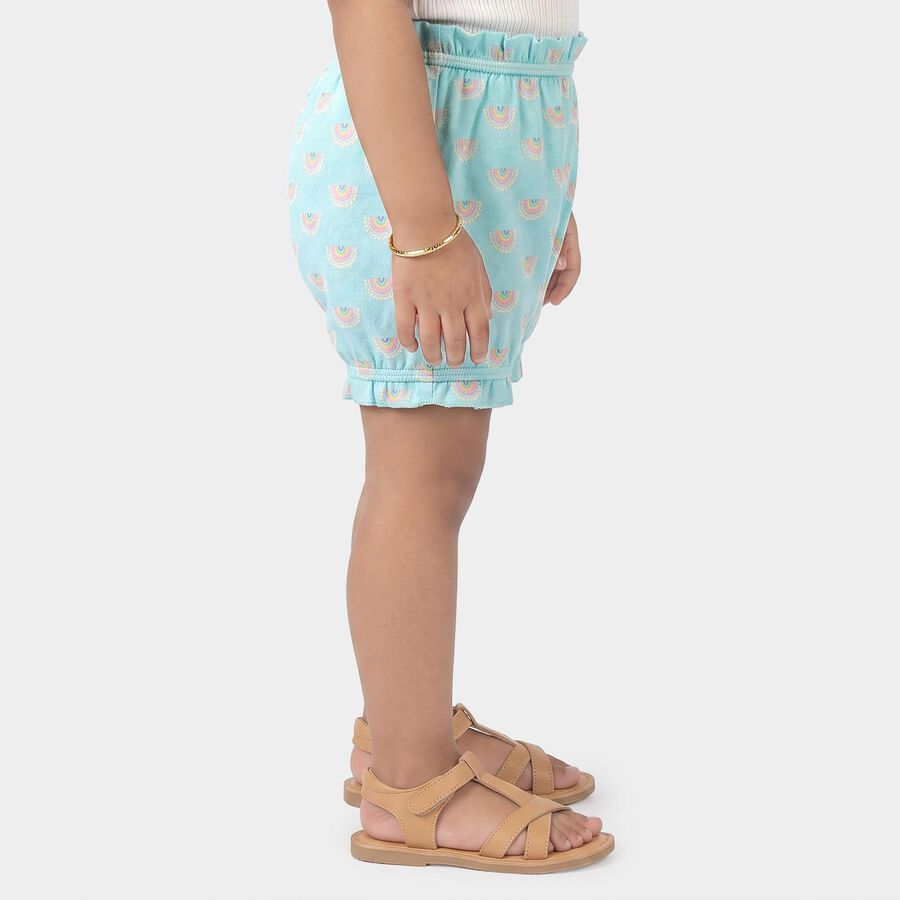 Girls Light Blue Regular Fit Printed Bloomer, Light Blue, large