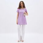 Ladies' Soft Lavender Purple Notch Neck Printed Kurti, Lilac, small