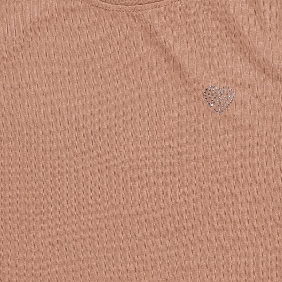 Girls Muted Brown Round Neck Thermal, Brown, large image number null