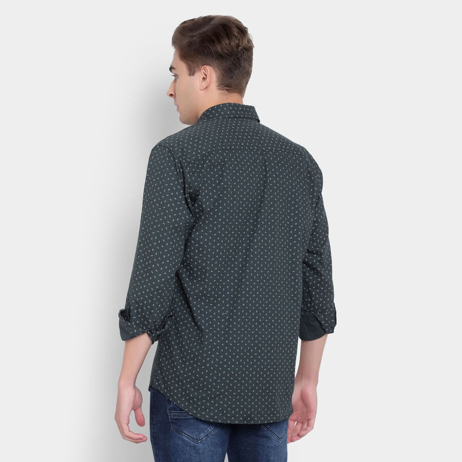Cotton Printed Formal Shirt, Dark Green, large image number null