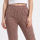 Women's Brown Straight Fit Heart Printed Pyjama, Brown, small