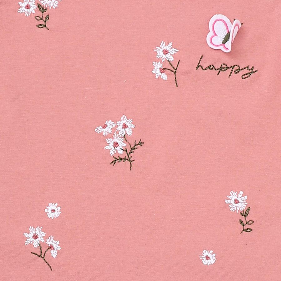 Infants Light Pink Cotton Crew Neck Casual Top and Shorts Set, Light Pink, large
