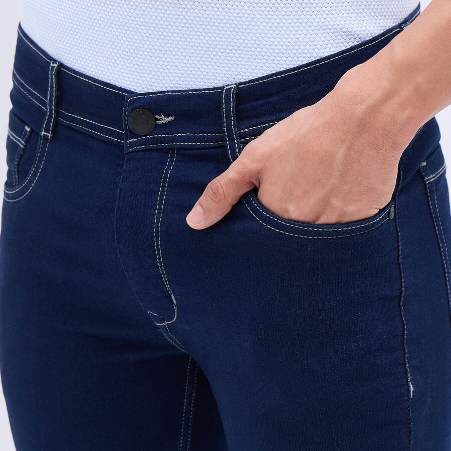 Men's Five Pocket Skinny Jeans, Dark Blue, large image number null