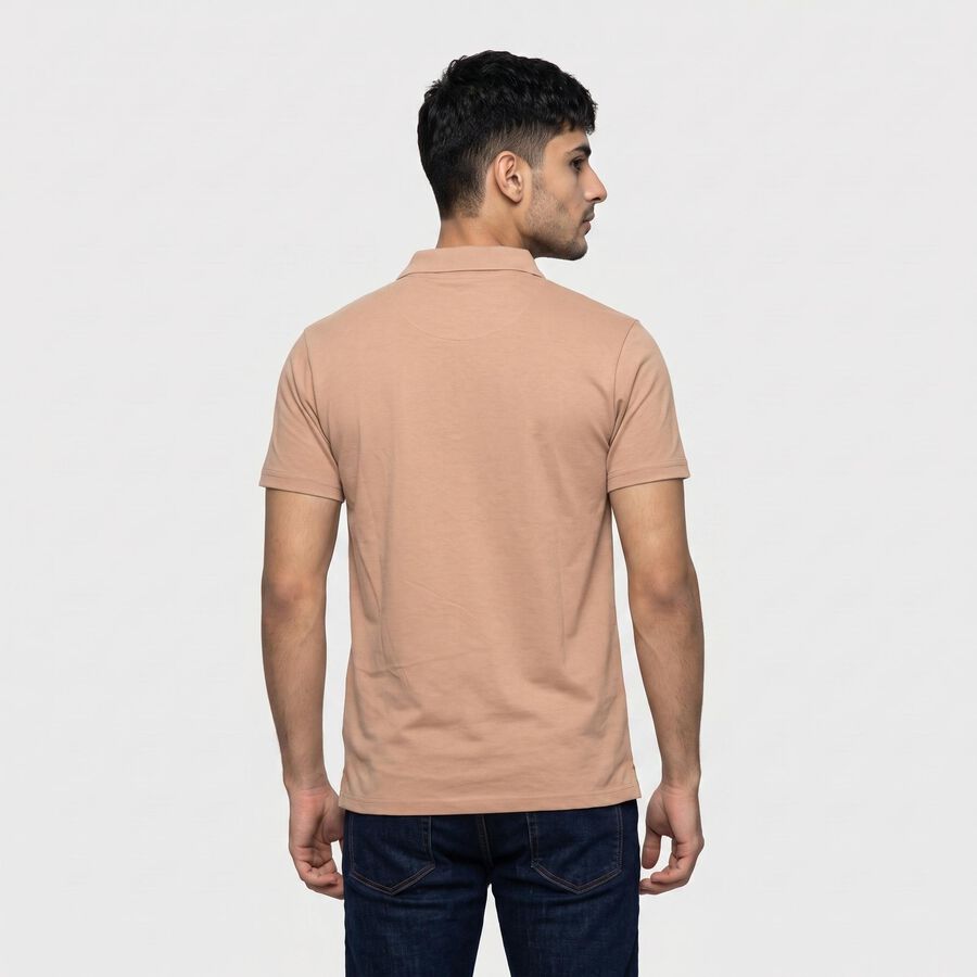 Men's Beige Polo Neck Polo T-Shirt, Beige, large