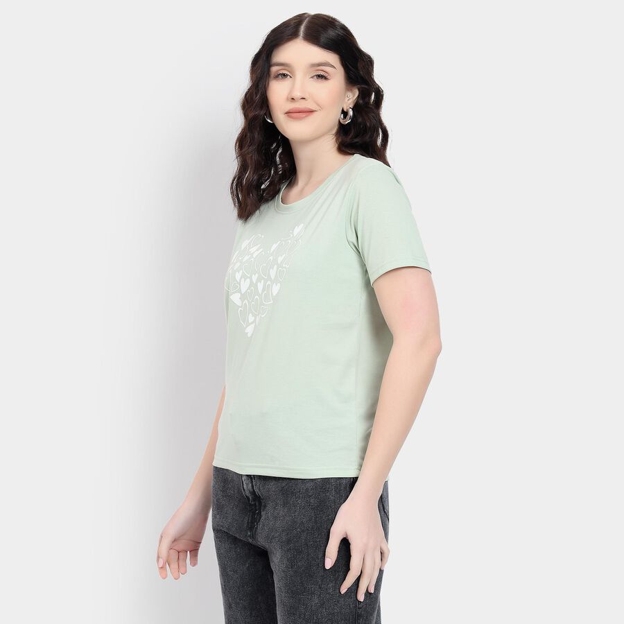 Ladies' Round Neck T-Shirt , हल्का हरा, large