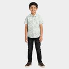 Boys Green Cotton Half Sleeve Collar Casual Shirt, Light Green, small