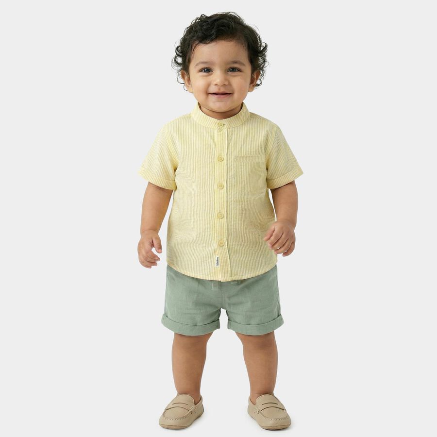 Infants Yellow Cotton Casual Shirt, Yellow, large