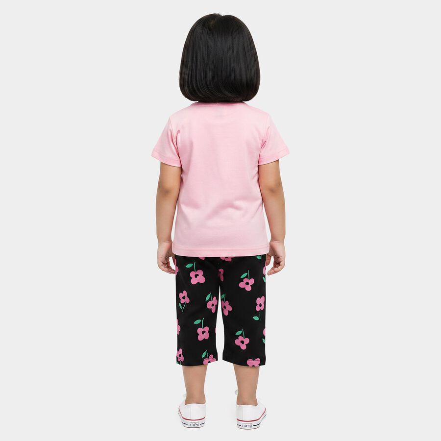 Girls Lilac Round Neck Casual Top And Capri Set, लाइलेक, large