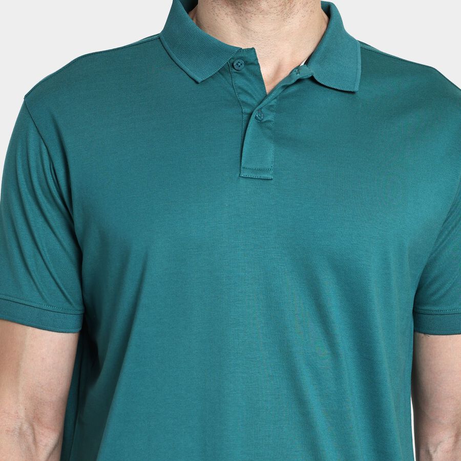 Men's 100% Cotton Collared Half Sleeves T-Shirt, गहरा हरा, large image number null