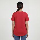 Women's Fuchsia Round Neck Casual T-Shirt, रानी (फ्यूशिया), small