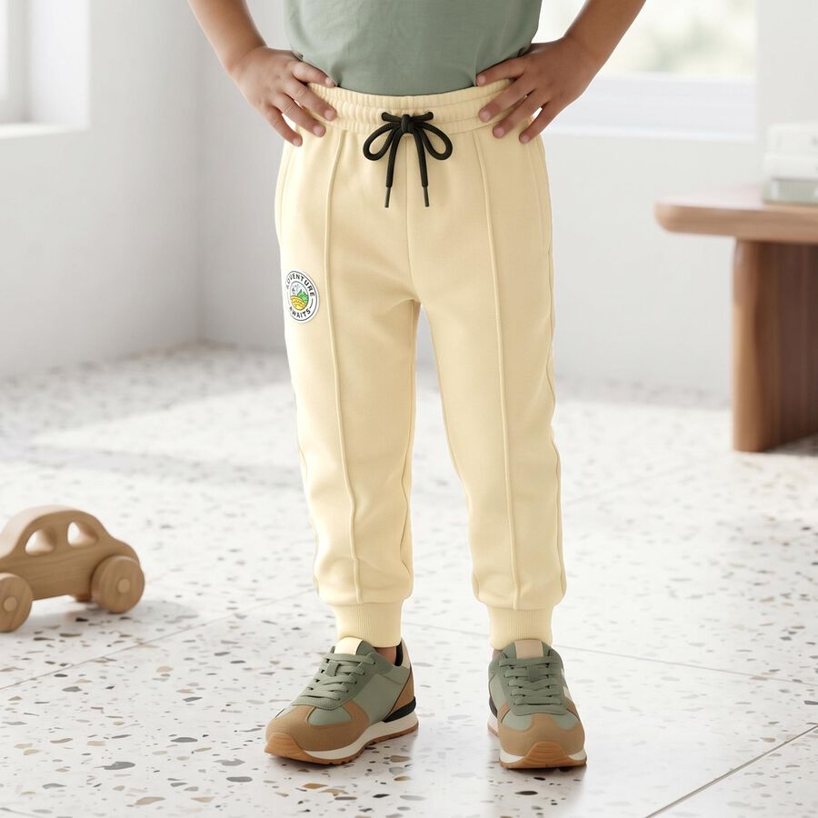 Boys Beige Jogger Fit Drawstring Pyjama, Beige, large