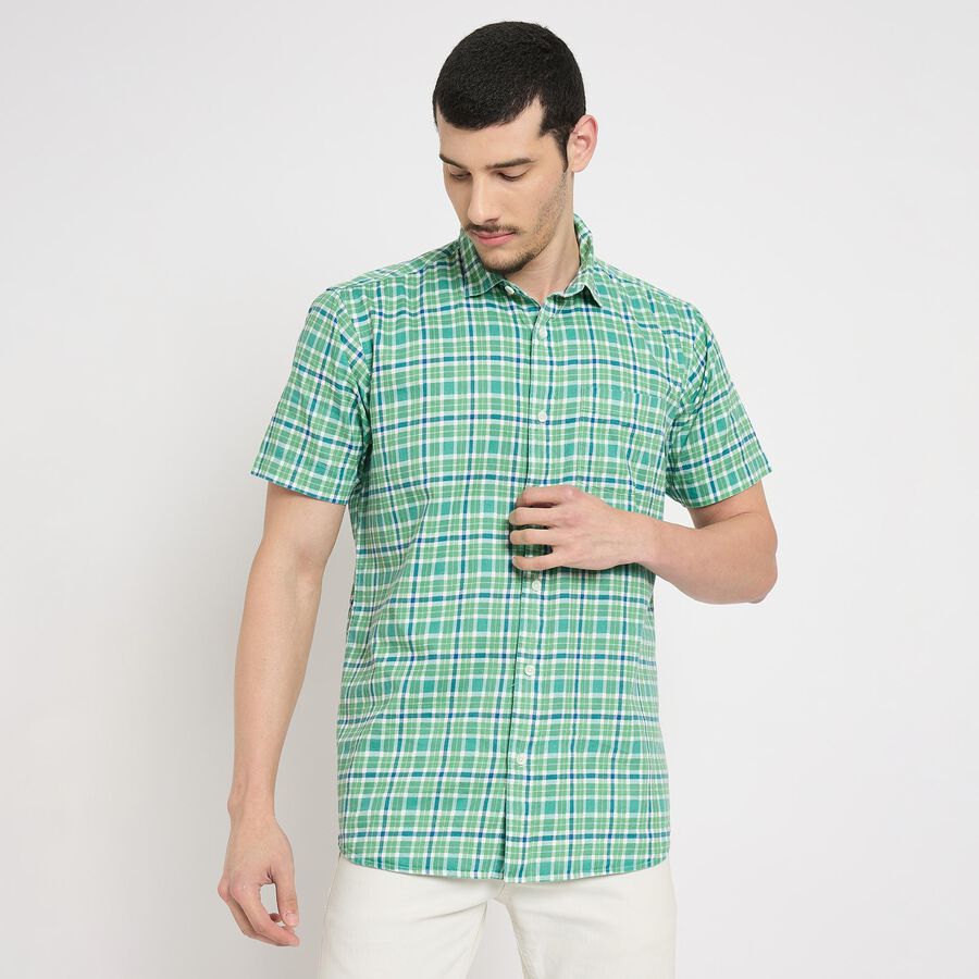 Men's 100% Cotton Casual Shirt , हल्का हरा, large