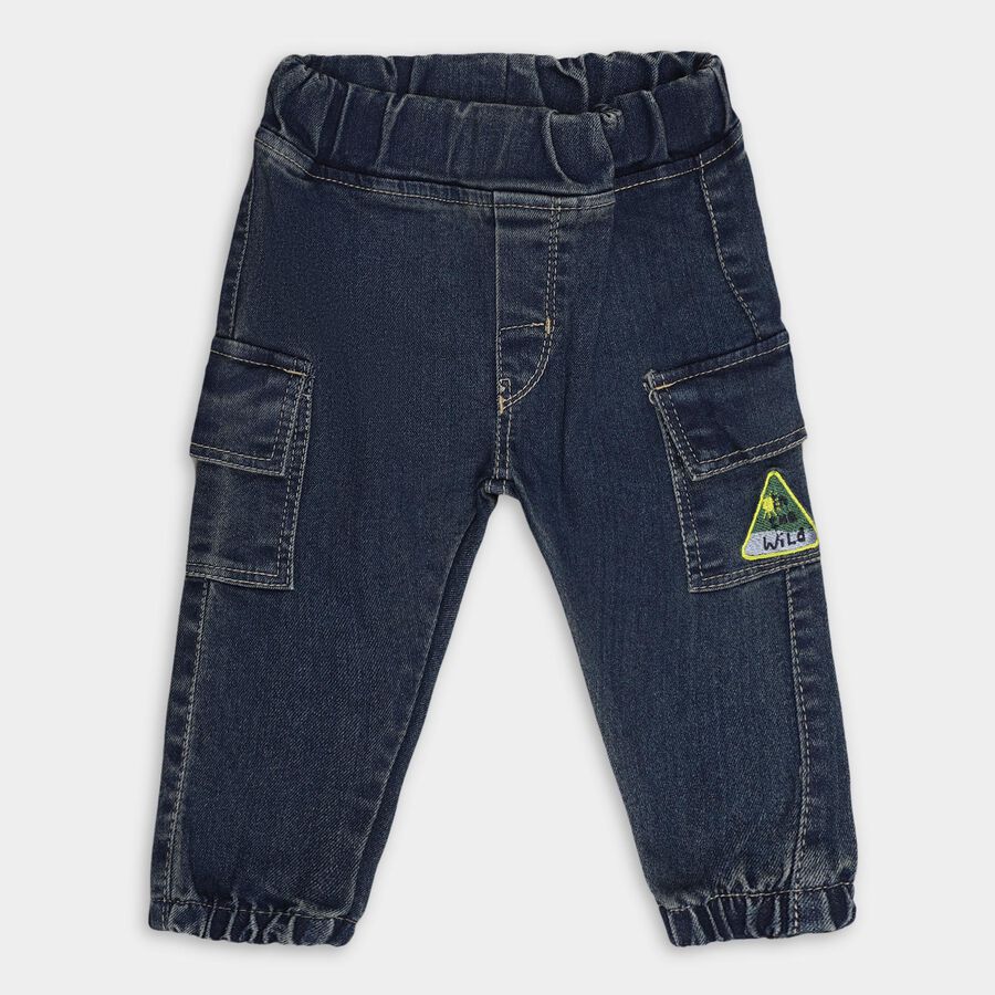 Infants' Dark Denim Jogger Fit Elasticated Jeans, Dark Blue, large image number null