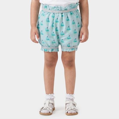 Girls' Light Blue Bubble Fit Printed Bloomer