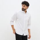 Men's Snow White Cotton Button-Down Classic Casual Shirt, सफ़ेद, small image number null