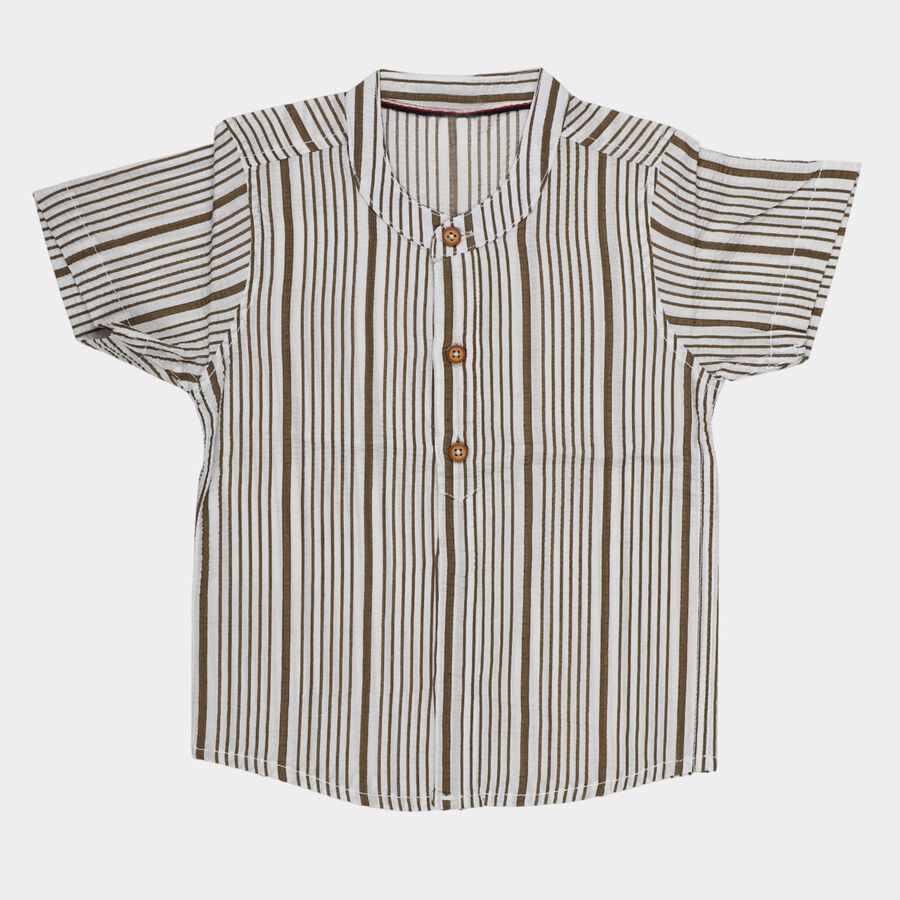 Infants Dark Grey Cotton Half Sleeve Classic Casual Shirt, Dark Grey, large