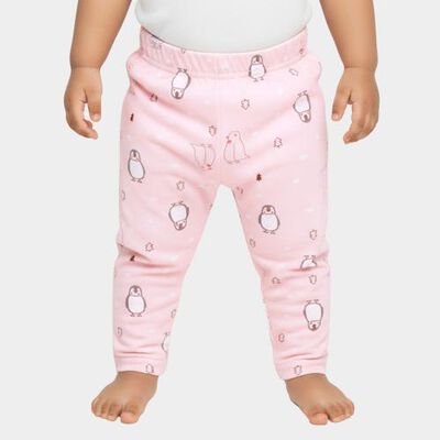 Infants Light Pink Penguin Printed Elastic Waist Pyjama