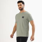 Men's Light Sage Green Crew Neck Casual T-Shirt, हल्का हरा, small