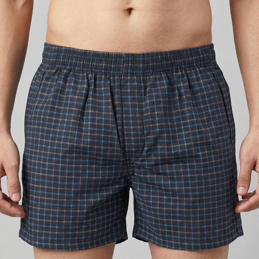 Men's Navy Blue Regular Fit Solid Boxers, Navy Blue, large