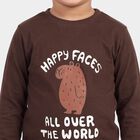 Boys Brown Cotton Blend Round Neck Regular T-Shirt, भूरा, small