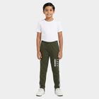 Boys Olive Green Straight Fit Graphic Print Pyjama, ओलिव, small
