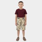 Boys' Beige Regular Fit Camo Print Jamaican Shorts, Beige, small