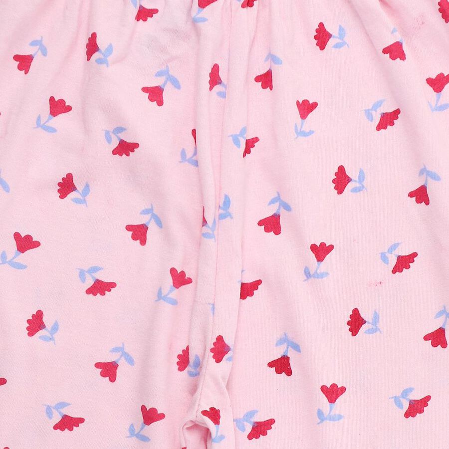 Girls' Cotton Blend Minimalist Pyjama, हल्का गुलाबी, large