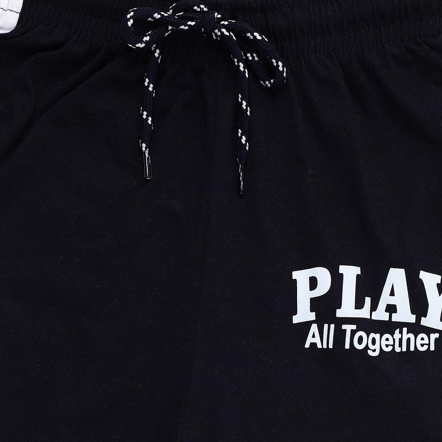 Boys' Black and Yellow Color-Blocked Cotton Blend Pyjama, Navy Blue, large image number null