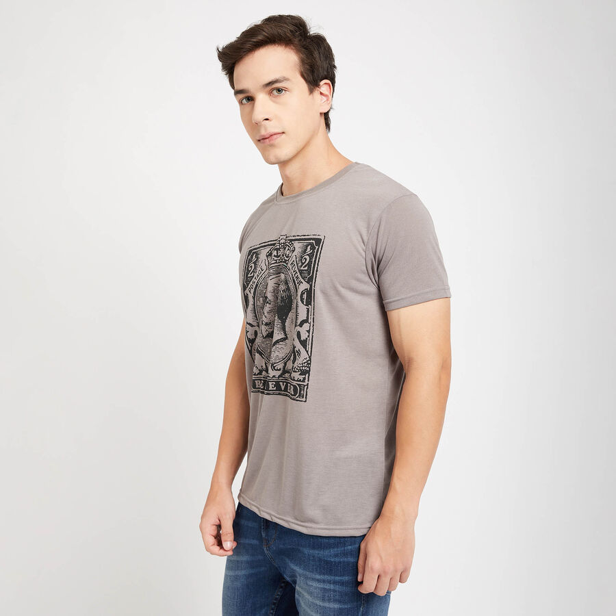 Round Neck T- Shirt, गहरा ग्रे, large image number null
