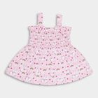 Infants' Light Pink Unicorn Print Smocked Cotton Frock, लाइलेक, small image number null