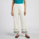 Women's White Wide-Leg Solid Palazzos, ऑफ व्हाइट, small