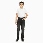 Boys' Faded Black Slim Fit Jeans, ओलिव, small image number null