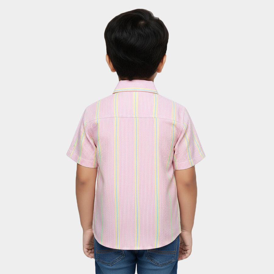 Boys Light Pink Cotton Half Sleeve Classic Collar Casual Shirt, Pink, large image number null