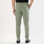 Men's Muted Sage Green Slim Fit Elastic Waist Casual Trousers, Light Green, small image number null