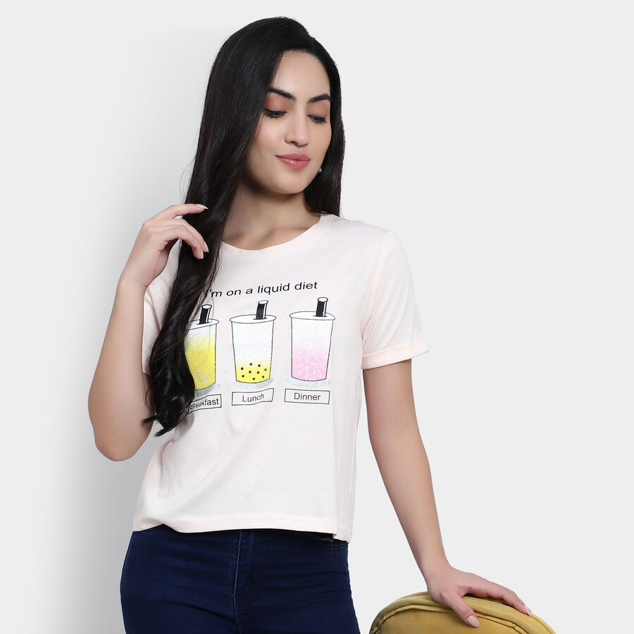 Round Neck T-Shirt, Light Pink, large image number null