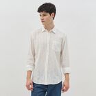 Men's White Cotton Full Sleeve Classic Collar Casual Shirt, White, small