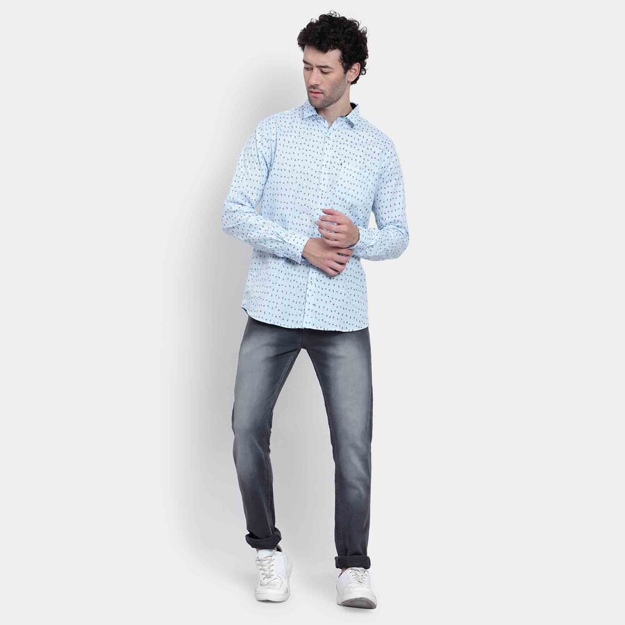 Printed Casual Shirt, Light Blue, large image number null