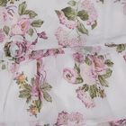 Girls White Round Neck Floral Layered Dress, सफ़ेद, small