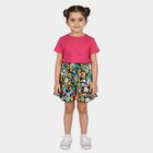 Girls' Black Regular Fit Floral Printed Shorts, काला, small