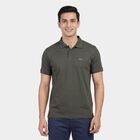 Men's Green Polo Neck Solid T-Shirt, हल्का हरा, small