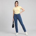 Women's Blue Straight Fit Classic Jeans, Mid Blue, small
