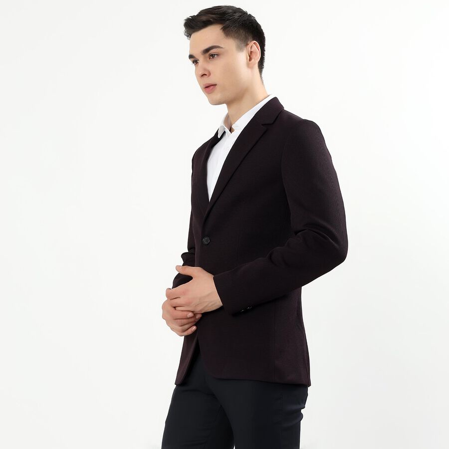 Men's Deep Wine Slim Fit Single-Breasted Blazer, वाइन, large image number null