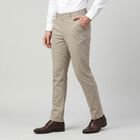 Men's Light Grey Slim Fit Checked Chino Trousers, हल्का ग्रे, small