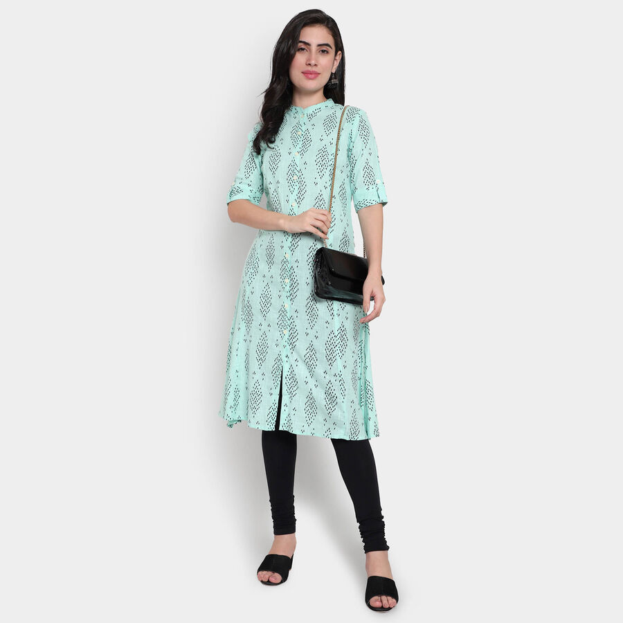 Cotton Printed Kurta, Light Green, large image number null